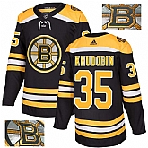 Bruins 35 Anton Khudobin Black With Special Glittery Logo Adidas Jersey,baseball caps,new era cap wholesale,wholesale hats